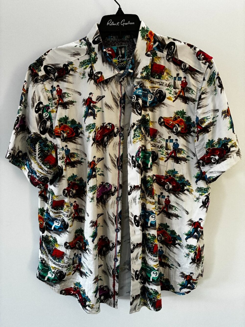 Robert Graham LEGENDS Race Car Print Short Sleeve Shirt 2XL